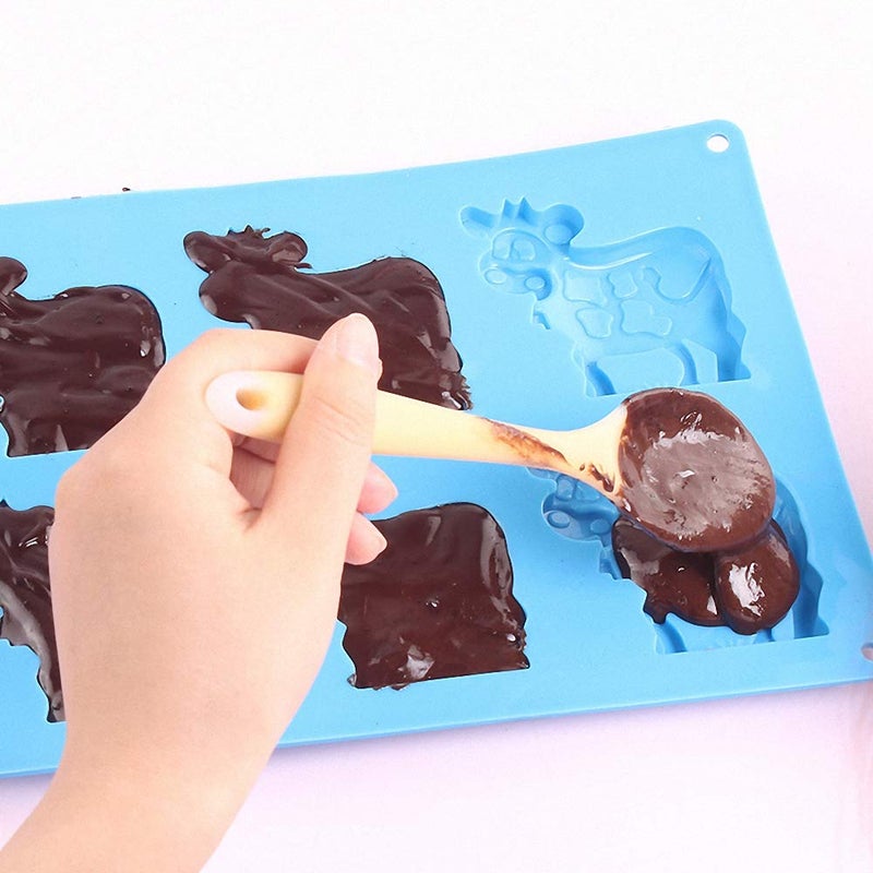 HiParty 2 Pack Cow Chocolate Molds, Dairy Cattle Cake Pan Silicone Candy Fondant Biscuit Cookie Baking Mold Soap Lotion Bars Polymer Clay Mold (Random Color) - Image 5